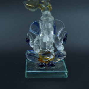 Crystal Glass Ganesh Idol with Leaf Crown