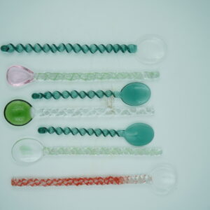 Handcrafted Twisted Glass Spoon Set