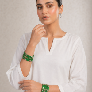 Green Stone Studded Thread Bangles