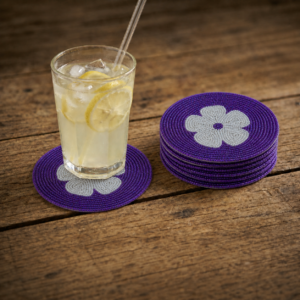 Violet Purple Handcrafted Beaded Coasters