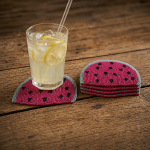 Watermelon Red Handcrafted Beaded Coasters