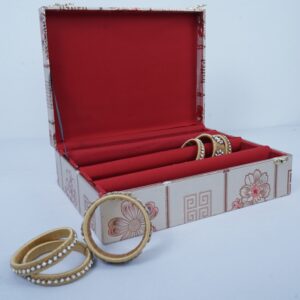 Printed Fabric Bangle Storage Box with Velvet Interior