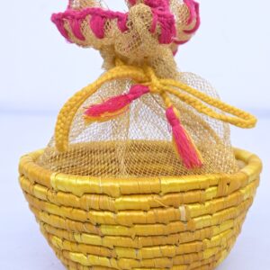 Handcrafted Wheatgrass Potli Gift Basket with Net Pouch