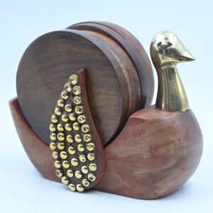 Wooden Tea Coaster Set with Duck Holder