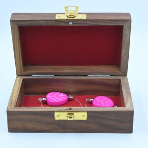 Wooden Dual Elephant Inlay Jewellery Box