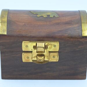 Curved Lid Elephant Inlay Wooden Dibbi Box