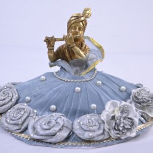 Silver Grey Designer Laddu Gopal Dress Set