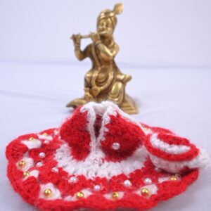 Red White Woolen Laddu Gopal Dress Set
