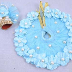 Sky Blue Pearl Floral Laddu Gopal Dress Set