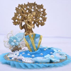 Turquoise Pearl Floral Designer Laddu Gopal Dress Set