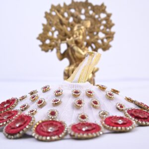 White & Maroon Stone Work Designer Laddu Gopal Dress Set