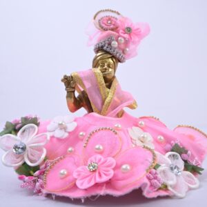 Pink Floral Pearl Designer Laddu Gopal Dress Set