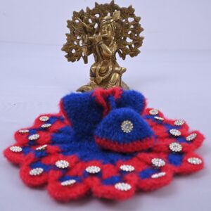 Red Blue Fuzzy Woolen Laddu Gopal Dress Set