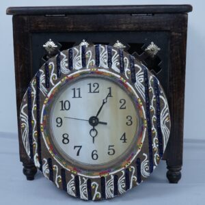 Handcrafted Eco-Art Wall Clock with Tribal Painted Design
