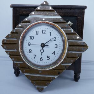 Handcrafted Eco Rustic Wall Clock with Geometric Texture