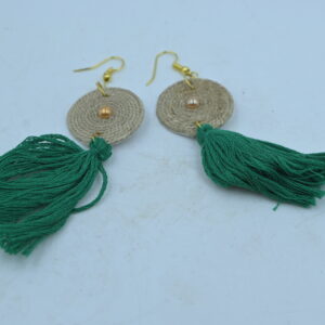 Vanya Jute Disc Tassel Earrings