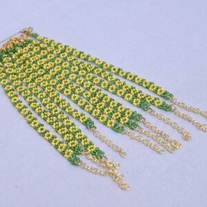 Green Yellow Floral Beaded Bracelet